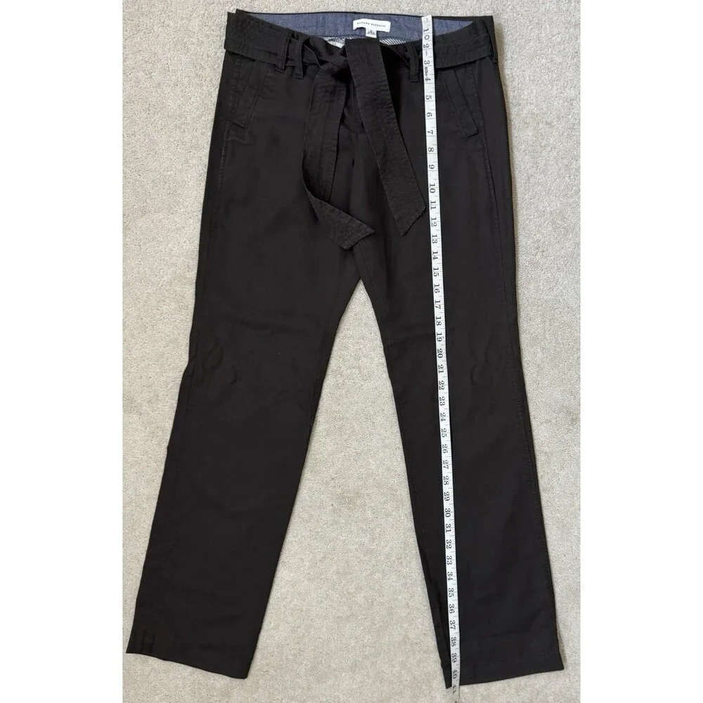 Banana Republic Women's Straight Leg Trousers Size 4 Dark Brown With Tie Belt